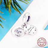 925 Silver Dad Baby Son Owl Eye Bead Pendant Charm Fit Bracelet