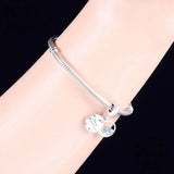 925 Silver Dad Baby Son Owl Eye Bead Pendant Charm Fit Bracelet
