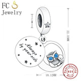 925 Silver Dad Baby Son Owl Eye Bead Pendant Charm Fit Bracelet