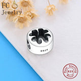 925 Silver Openwork 4-Leaf Clover Charms Bracelet Beads