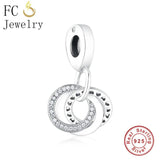 925 Silver Interlinked Circles Heart Charm Bracelet