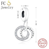 925 Silver Interlinked Circles Heart Charm Bracelet