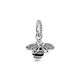 925 Silver Ice Cream Cone Charm Bead Pink & Clear Crystal