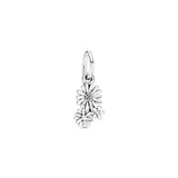 925 Silver Ice Cream Cone Charm Bead Pink & Clear Crystal