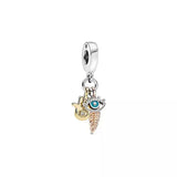 925 Silver Ice Cream Cone Charm Bead Pink & Clear Crystal