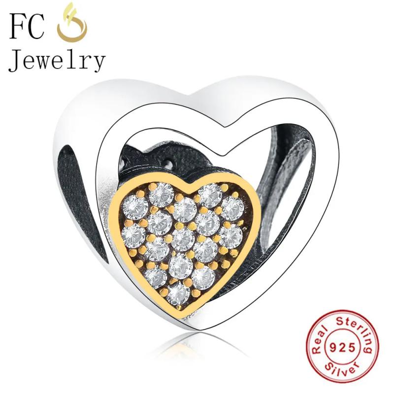 925 Silver Hearts Zircon Stone Beads Bracelet Charm