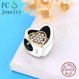 925 Silver Hearts Zircon Stone Beads Bracelet Charm