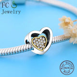925 Silver Hearts Zircon Stone Beads Bracelet Charm