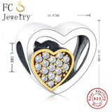 925 Silver Hearts Zircon Stone Beads Bracelet Charm