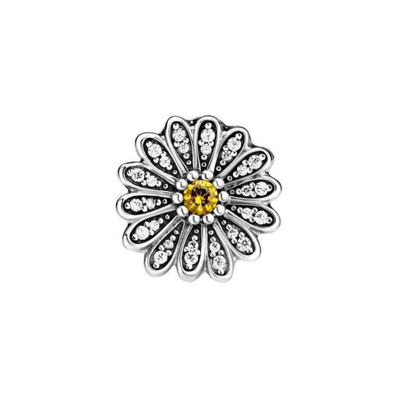 925 Sterling Silver Daisy Flower Clover Charm for Bracelet
