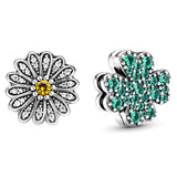 925 Sterling Silver Daisy Flower Clover Charm for Bracelet