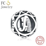 925 Silver Zircon Letter Alphabet A-Z Charm for Bracelet