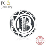 925 Silver Zircon Letter Alphabet A-Z Charm for Bracelet
