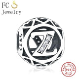 925 Silver Zircon Letter Alphabet A-Z Charm for Bracelet