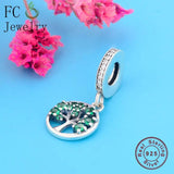 925 Silver Tree of Life Charm Bracelet with Green Zircon Bead