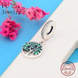 925 Silver Tree of Life Charm Bracelet with Green Zircon Bead