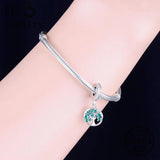 925 Silver Tree of Life Charm Bracelet with Green Zircon Bead