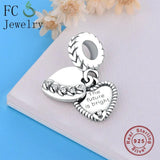 925 Sterling Silver Heart Rice Bead Pendant Letter K Charm Bracelet Making