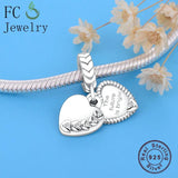 925 Sterling Silver Heart Rice Bead Pendant Letter K Charm Bracelet Making