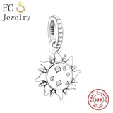 Sterling Silver Sunflower Charm Bead for Bracelet