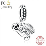 925 Silver Rose Number 50 Love Pendant Charm Bead
