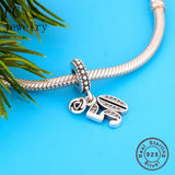 925 Silver Rose Number 50 Love Pendant Charm Bead