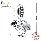 925 Silver Rose Number 50 Love Pendant Charm Bead