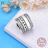 925 Silver Crystal Stone Bead Tube Spacer Charms Bracelet