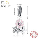 925 Silver Spring Daisy Flower Pendant Beads for DIY Berloque