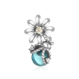 Real S925 Sunshine Flower & Charm Bangle Bracelet