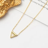 Triangular Zircon Pendant Titanium Steel Necklace - High-End Sense