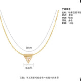 Triangular Zircon Pendant Titanium Steel Necklace - High-End Sense