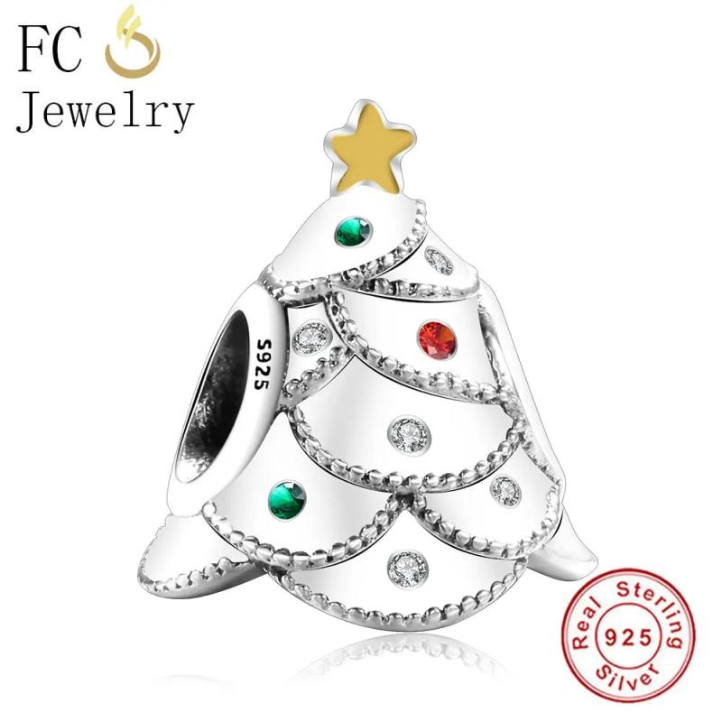 925 Sterling Silver Christmas Tree Beads for Bracelets DIY Gift