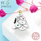 925 Sterling Silver Christmas Tree Beads for Bracelets DIY Gift