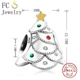 925 Sterling Silver Christmas Tree Beads for Bracelets DIY Gift