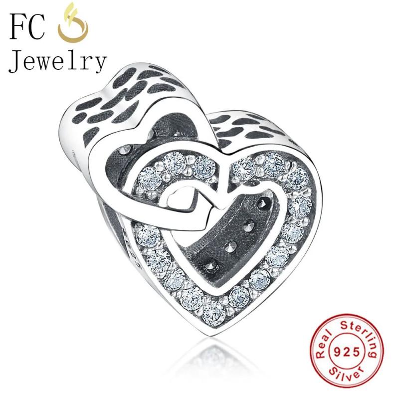 925 Sterling Silver Mom Son Heart Zirconia Bead Family Dad Berloque