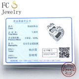 925 Sterling Silver Mom Son Heart Zirconia Bead Family Dad Berloque