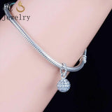 925 Silver Bracelet Charms Round Shape Zirconia Beads