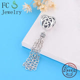 925 Silver Heart Tassel Lace Bead Pendant DIY