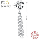 925 Silver Heart Tassel Lace Bead Pendant DIY
