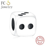 925 Silver Dice Number 1-6 Beads for Kids Bracelet