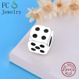 925 Silver Dice Number 1-6 Beads for Kids Bracelet