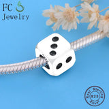 925 Silver Dice Number 1-6 Beads for Kids Bracelet