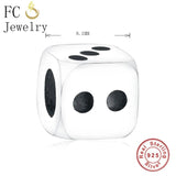 925 Silver Dice Number 1-6 Beads for Kids Bracelet