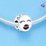 925 Silver Red Lip Love Kiss Beads for DIY Making