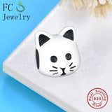 925 Silver Cat Eye Beads Charms Bracelets DIY Gift