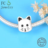 925 Silver Cat Eye Beads Charms Bracelets DIY Gift