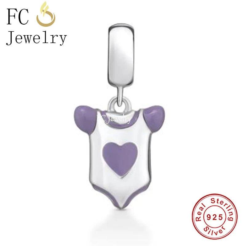 925 Silver Purple Enamel Swinging Suits Bead for Charm Bracelet
