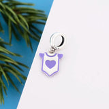 925 Silver Purple Enamel Swinging Suits Bead for Charm Bracelet