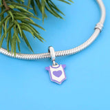 925 Silver Purple Enamel Swinging Suits Bead for Charm Bracelet